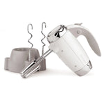 Betty Crocker 7-Speed Power-Up Hand Mixer with Stand, 300 Watt Electric Mixer with Beaters and Dough Hooks, For Home & Kitchen, BC-4208W, White
