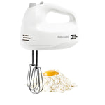 Betty Crocker 5-Speed Hand Mixer, 150 Watts Power, Easy-Clean Chrome Plate Beaters, Beater Eject Button, Heel Rest, BC-4203WT, White