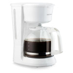 Betty Crocker 12-Cup Drip Coffee Maker with Heat Resistant Glass Carafe, Removable Filter Holder, Water Level Gauge, Non-Stick Warming Plate, White