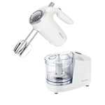 Betty Crocker 2-Piece Kitchen Appliances Combo: 5-Speed Hand Mixer with Food & Vegetable Chopper, 150W Mixer, 100W Food Processor, BC-7222W, White