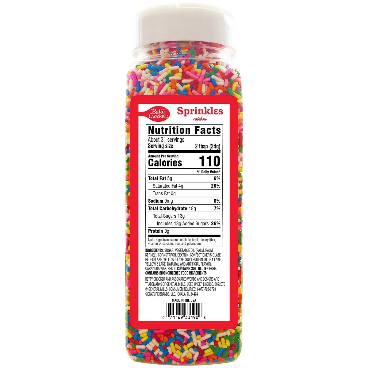 Betty Crocker Party Size Rainbow Sprinkle Bottle - 26oz