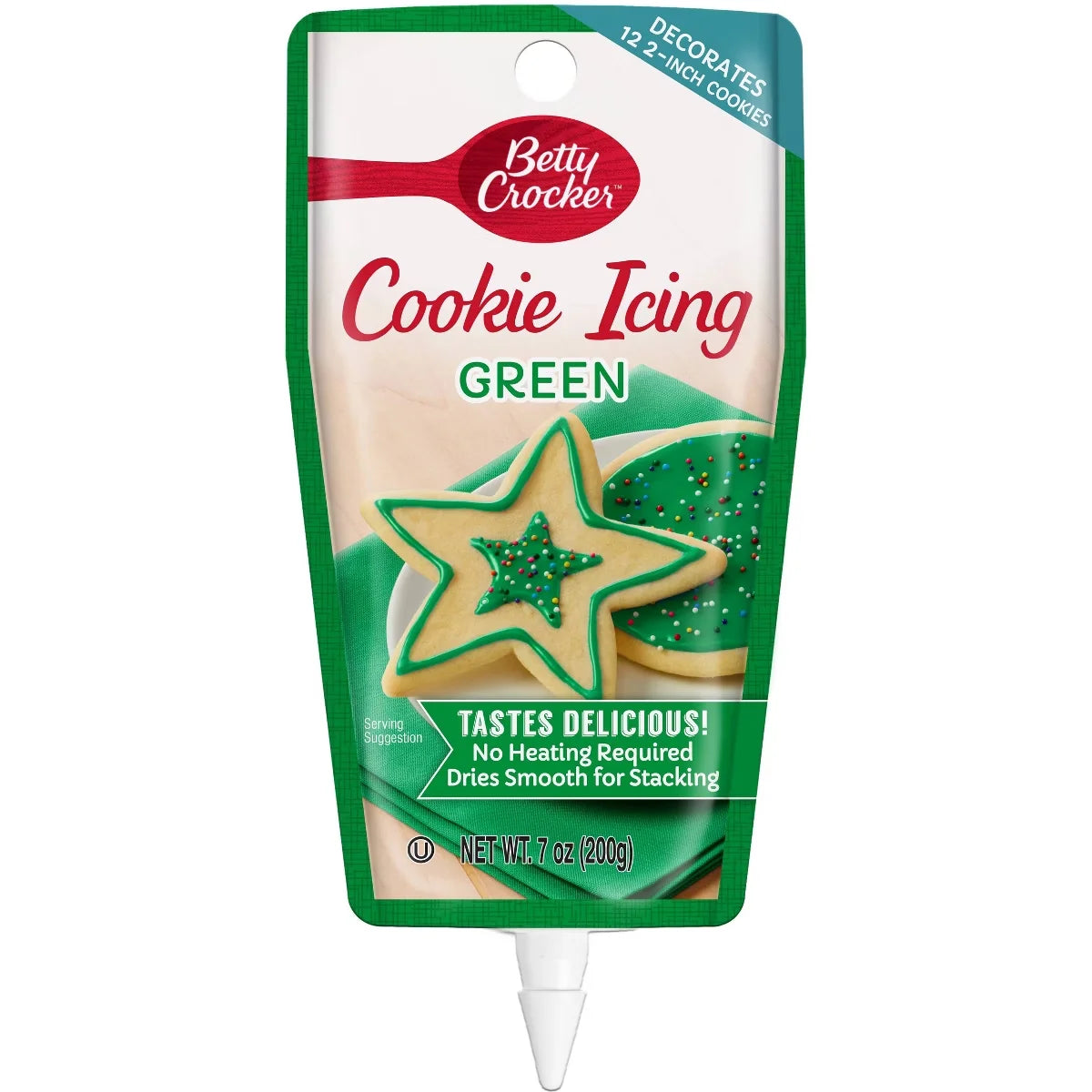 Betty Crocker Green Cookie Icing - 7oz: Gluten-Free, Vanilla Flavor