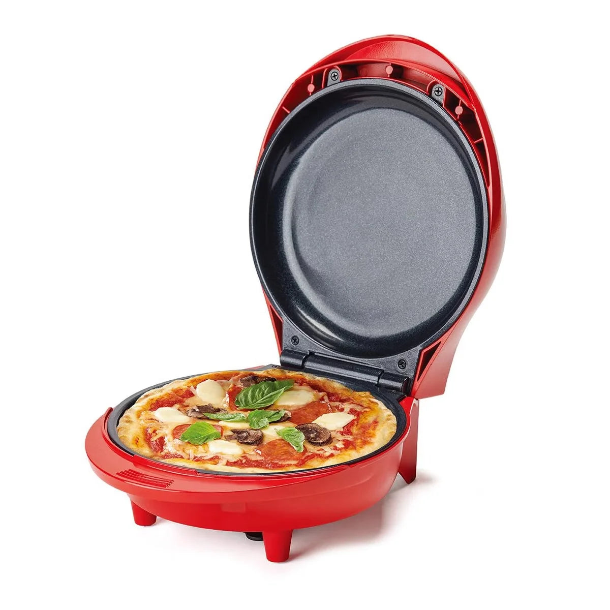Betty Crocker 7.5" Mini Pizza & Meal Maker, 1000W Indoor Electric Grill, Nonstick Pan for Pizzas, Quesadillas, Nachos and more, BC-5962RC, Red