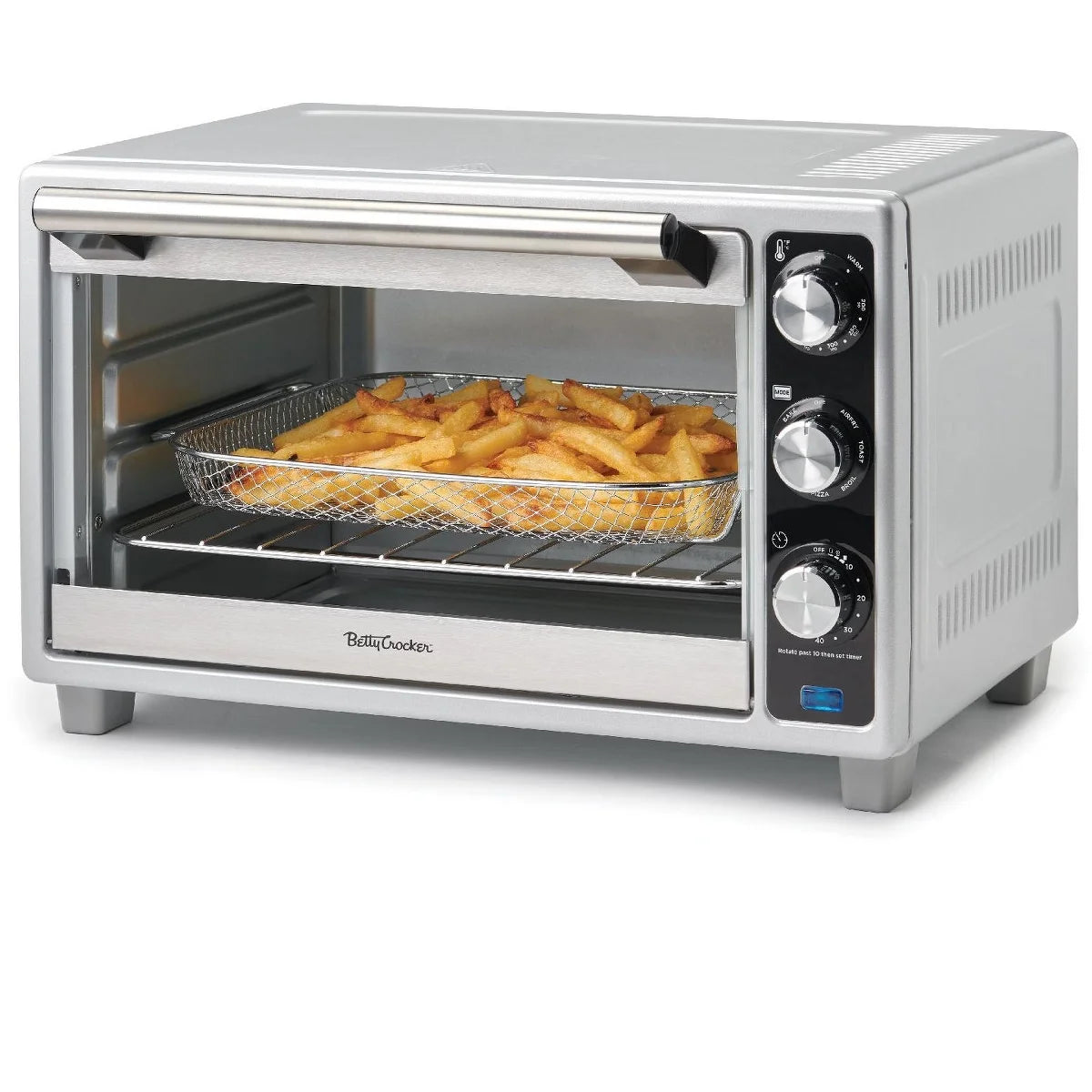 Betty Crocker Air Fryer Convection Toaster Oven, 0.7 Cu. Ft. 22-Liter Capacity, 7 Function Convection Oven, 1500 Watts, BC-4637S, Silver