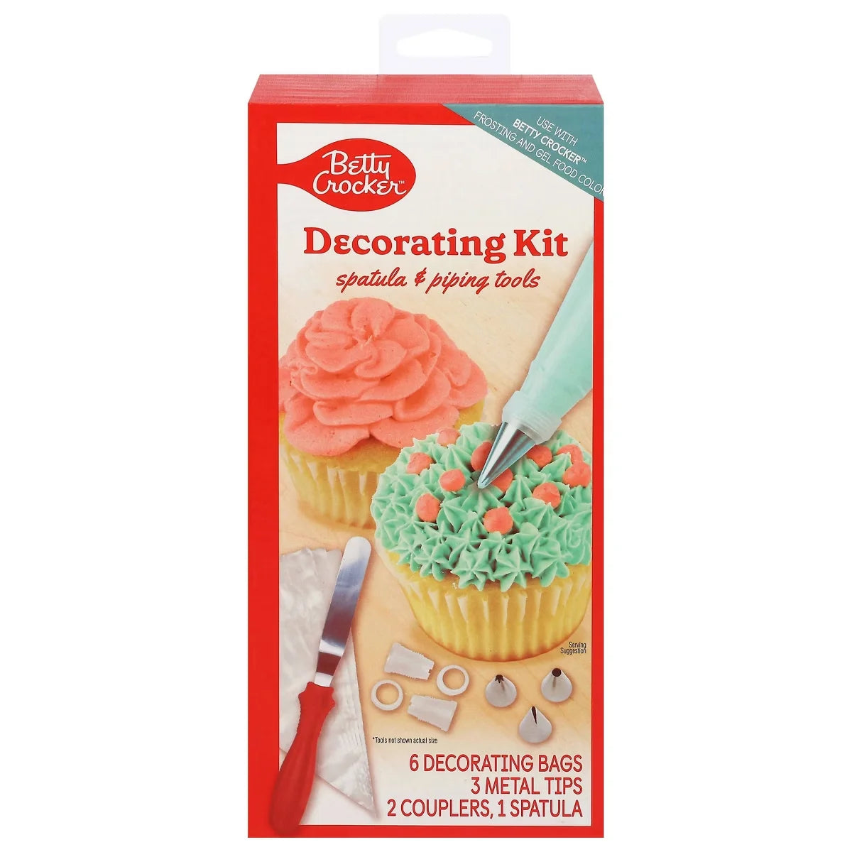 Betty Crocker Decorating Tool Kit: Piping Bag, Spatula, 3 Tips, 2 Icing Tip Couplers