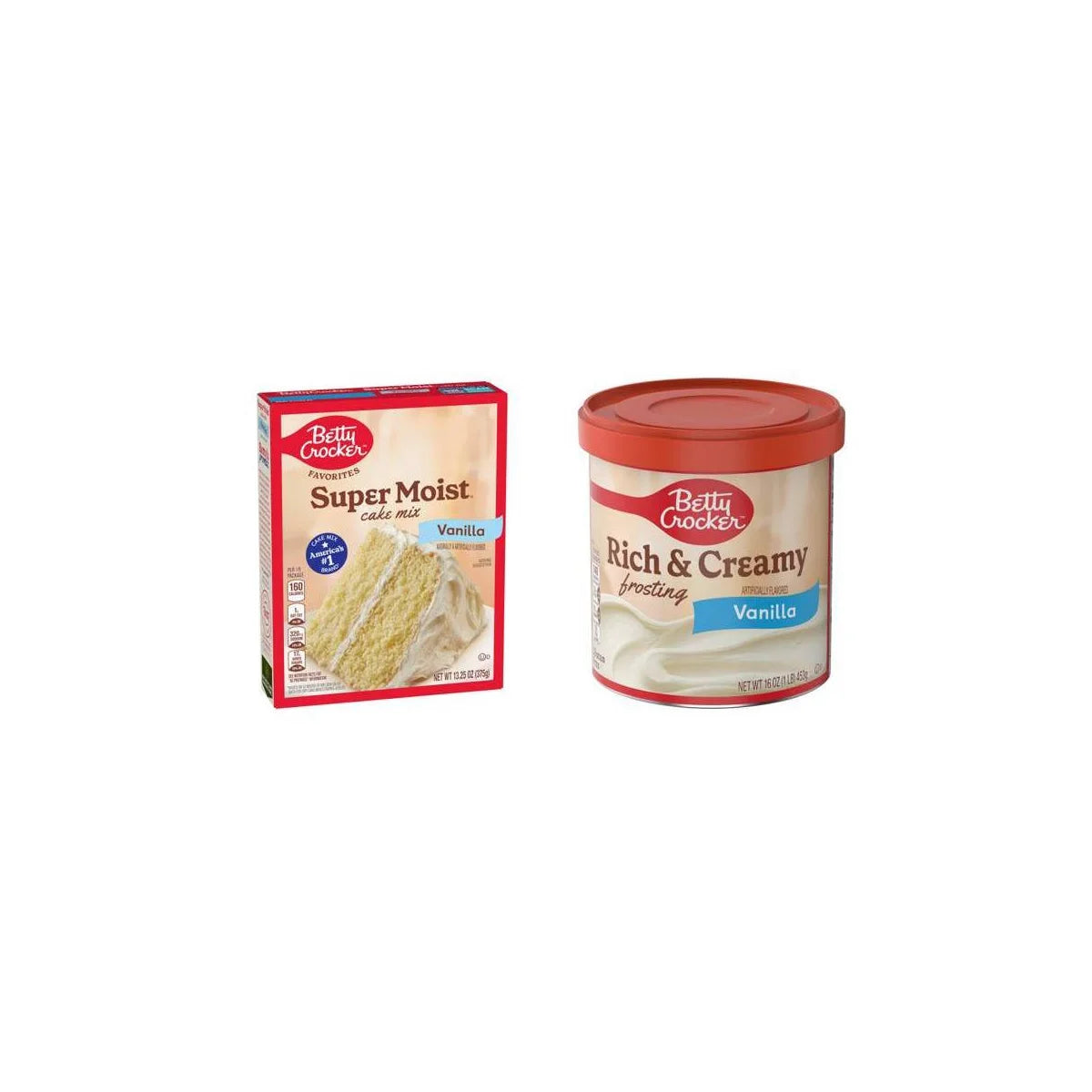 Betty Crocker 13.25oz Vanilla Super Moist Cake Mix + 16oz Rich and Creamy Vanilla Frosting