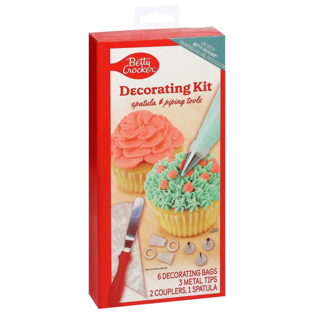 Betty Crocker Decorating Tool Kit: Piping Bag, Spatula, 3 Tips, 2 Icing Tip Couplers