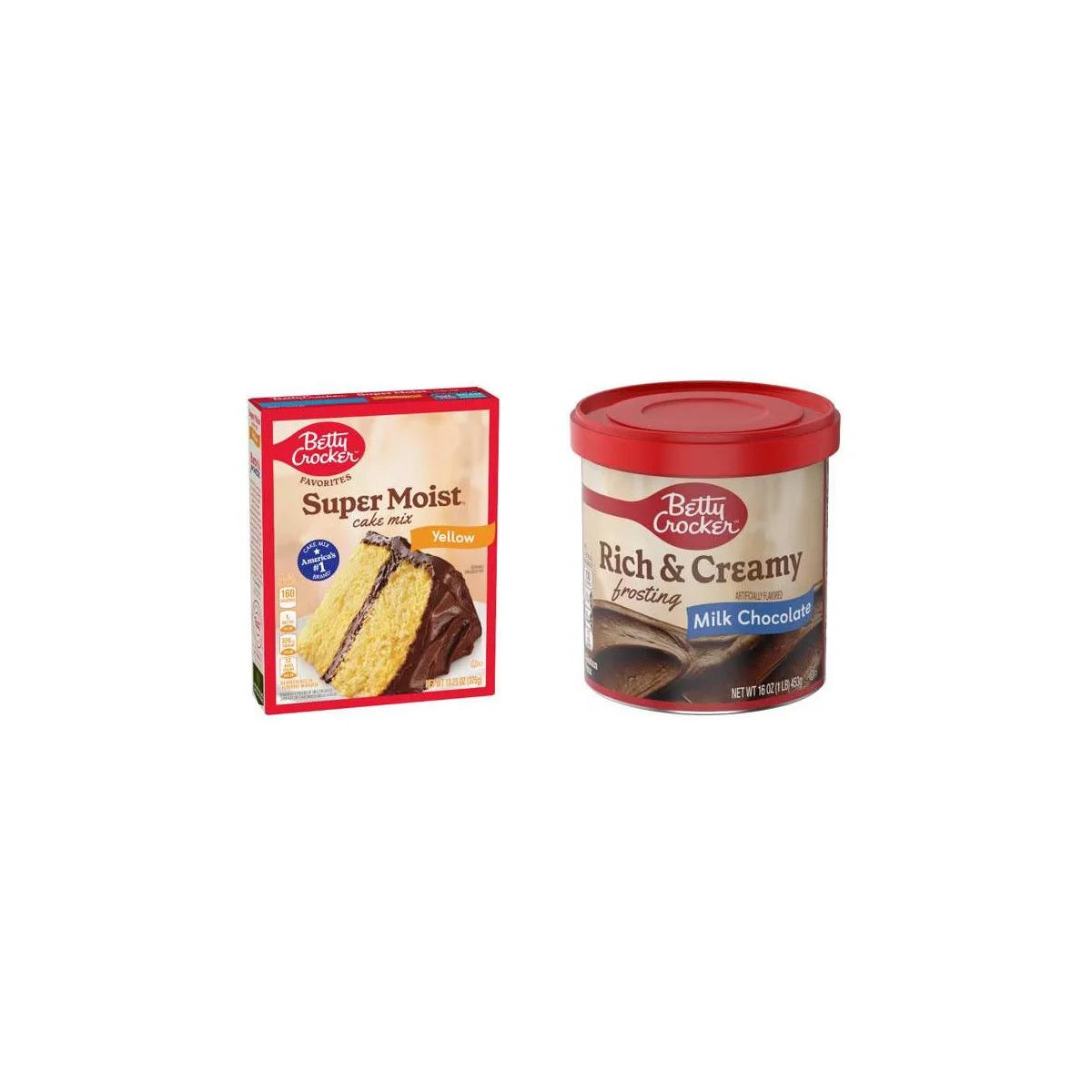 Betty Crocker 13.25oz Yellow Cake Mix + 16oz Rich and Creamy Milk Chocolate Frosting
