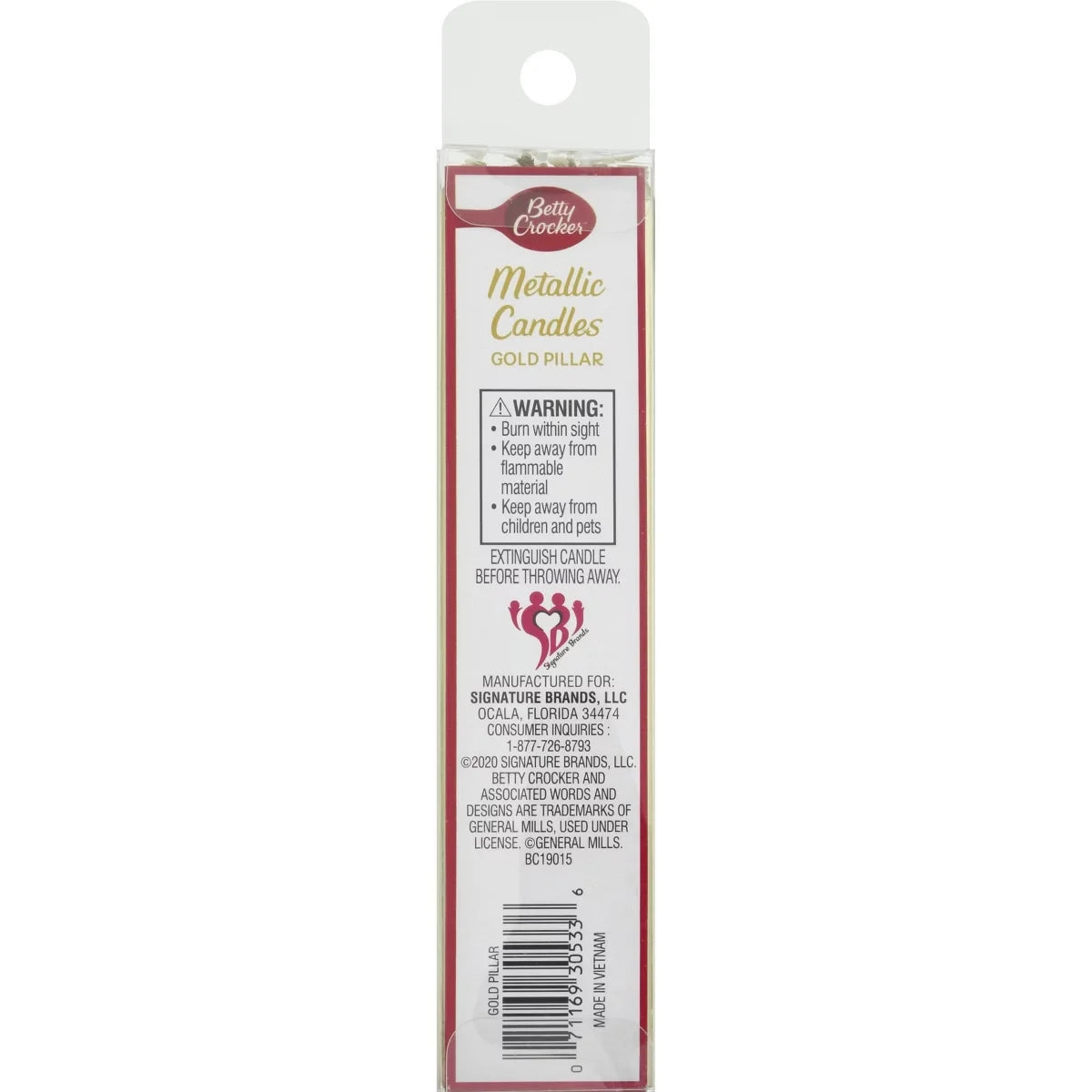 Betty Crocker Premium Birthday Candles Metallic Tall Pillars 12ct