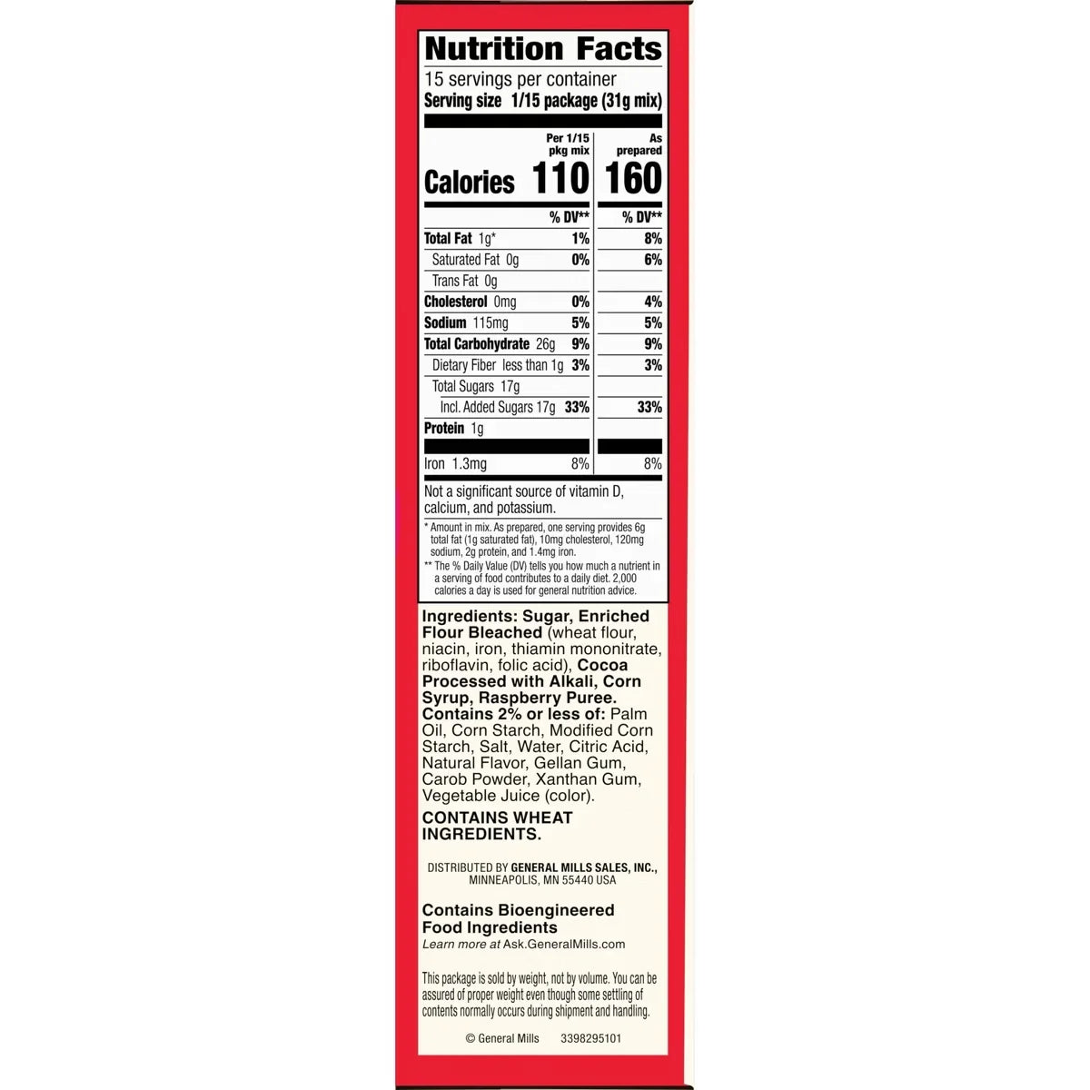 Betty Crocker Premium Dark Chocolate and Raspberry Brownie Mix - 16.47oz