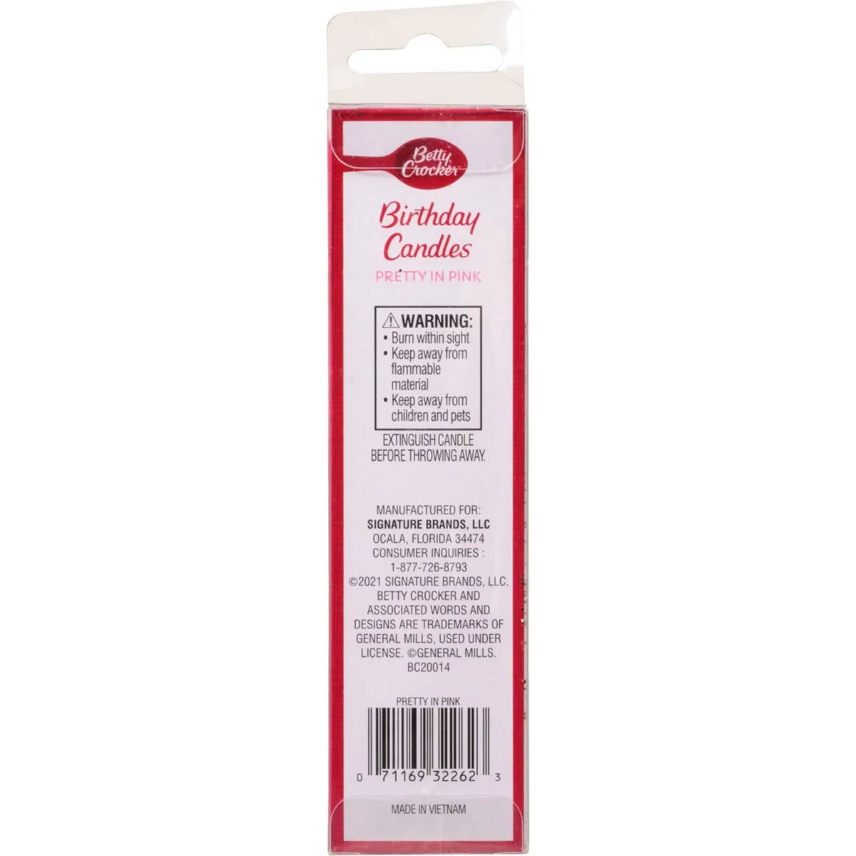 Betty Crocker Premium Birthday Candles Pretty in Pink Tall Pillars