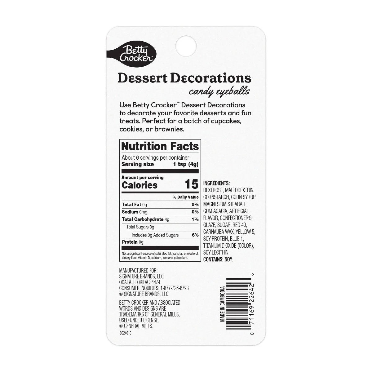 Betty Crocker Candy Eyeballs Dessert Decorations - 0.88oz