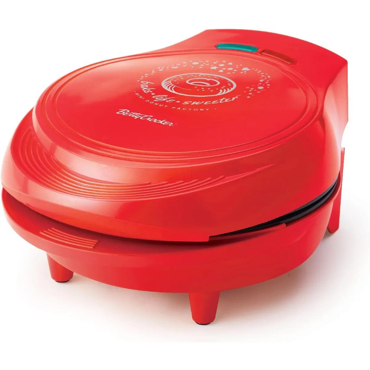 Betty Crocker Mini Donut Maker, Nonstick Surface, Cool Touch Handle & Makes 7 Delicious Fresh Donuts in Minutes, 1000 Watts, BC-2938CO, Red